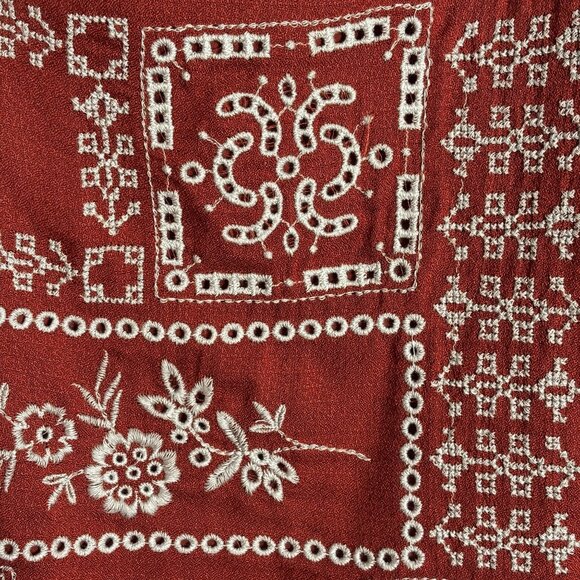 Lucky Brand Red Sleeveless Square Neck Embroidered Cami Dress size XLarge - Picture 6 of 15